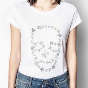 ZADIG & VOLTAIRE Iconic Skinny Strass Skull Us Stars Tee Women size S